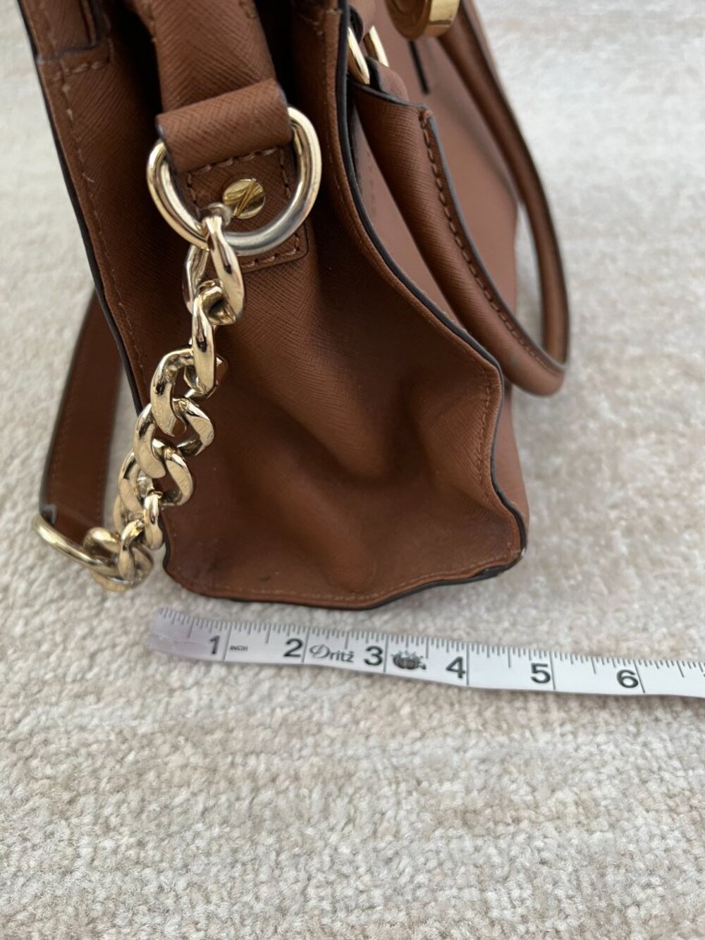 Michael Kors Hamilton Brown Leather Satchel Bag - Picture 15 of 15